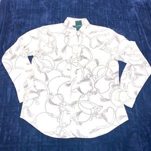 Lauren Ralph Lauren Equestrian Print Button Down Shirt